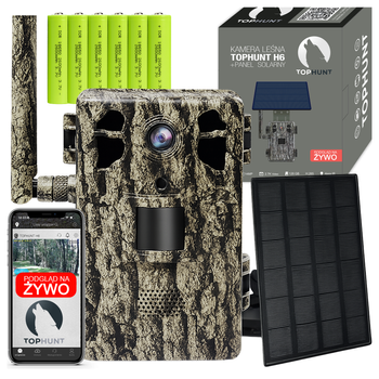 Kamera leśna fotopułapka TopHunt 2.7K 4G LTE podgląd na żywo Tree Grain