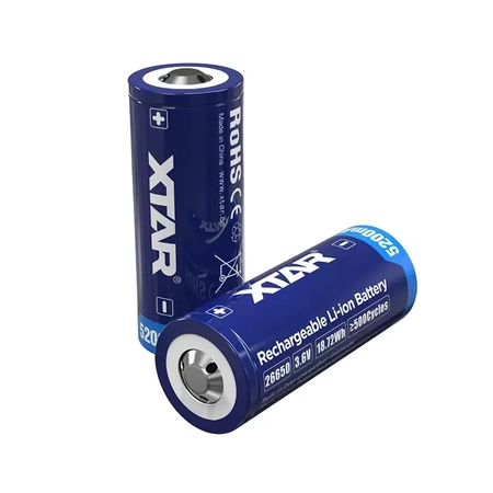 AKUMULATOR XTAR 26650 3,6V LI-ION 5200MAH Z ZABEZPIECZENIEM BUTTON TOP