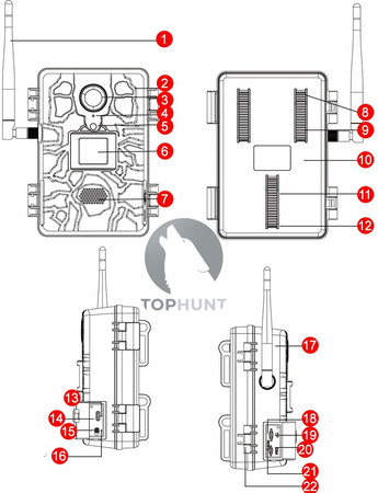 Kamera leśna fotopułapka TopHunt 2.7K 4G LTE podgląd na żywo Green