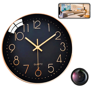 Mini Kamera WiFi ukryta w eleganckim zegarze ściennym Quartz z podglądem na żywo